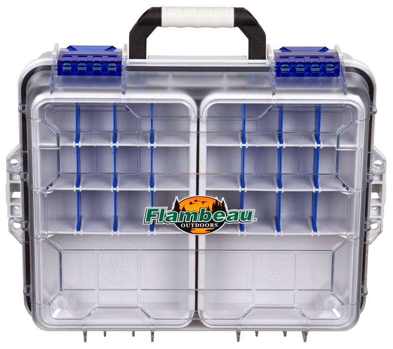 Flambeau Outdoors 3000WPNC Waterproof Satchel 3000, Portable Waterproof Tackle Box with Trays, Gray/Clear - Image 2